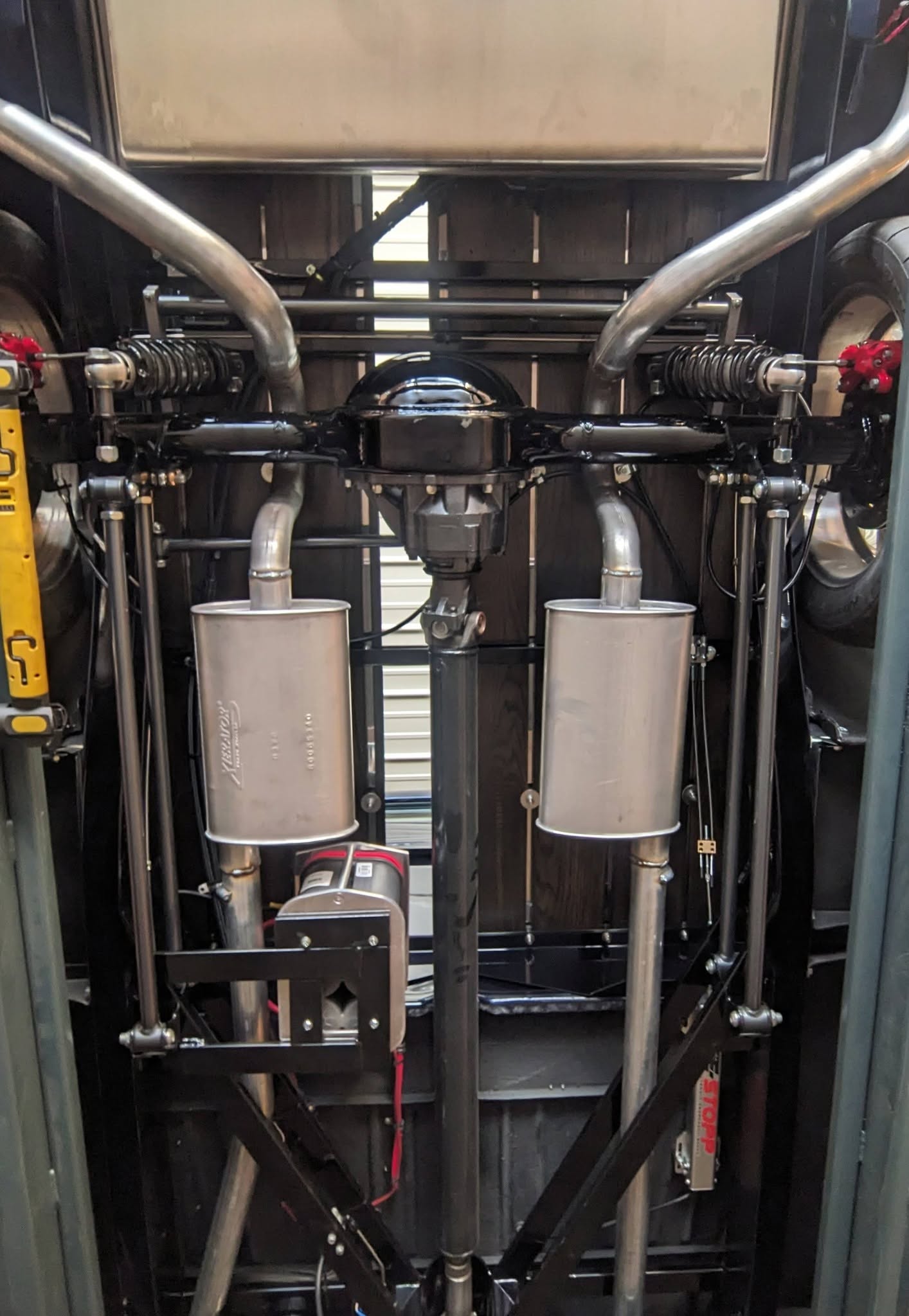 Dual mufflers close-up